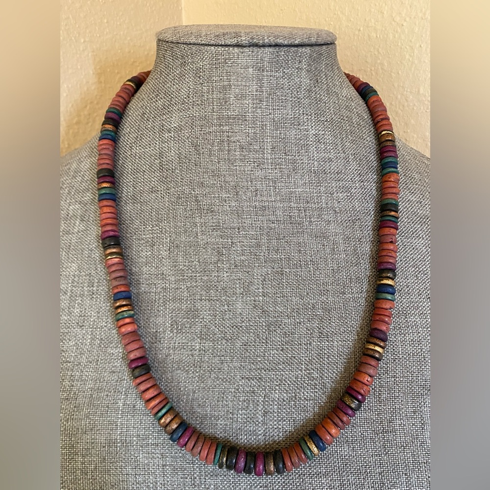 Southwestern Style Heishi Bead Necklace 24” Earth Tones - Picture 1 of 6